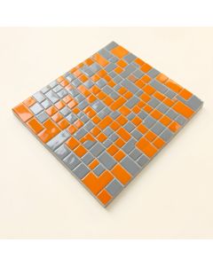 Linear Random Sized Metal Mosaic Tile In Glossy Gray/Orange (synthetic illustration; no displayed measurements)