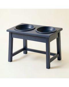 Brook Branch Pet Feeding Stand With Two Plain Empty Bowls - Navy (synthetic illustration; no displayed measurements)