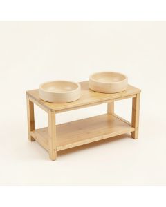 Vale Falls Pet Feeding Stand With Two Plain Empty Bowls - Beige (synthetic illustration; no displayed measurements)