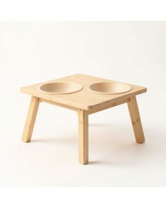 Dawn Edge Pet Feeding Stand With Two Plain Empty Bowls - Beige (synthetic illustration; no displayed measurements)