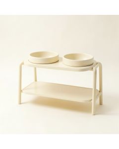 Aspen Dale Pet Feeding Stand With Two Plain Empty Bowls - Ivory (synthetic illustration; no displayed measurements)