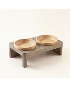 Dune Field Pet Feeding Stand With Two Plain Empty Bowls - Gray (synthetic illustration; no displayed measurements)