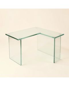 Bramblett Glass L-Shape Desk (synthetic illustration; no displayed measurements)