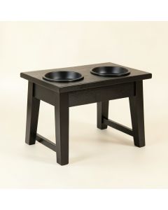 Alder Arc Pet Feeding Stand With Two Plain Empty Bowls (synthetic illustration; no displayed measurements)
