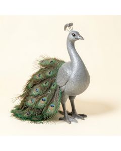 Amy-Jo Iridescent Peacock With Beautiful Train Feathers Figurine (synthetic illustration; no displayed measurements)