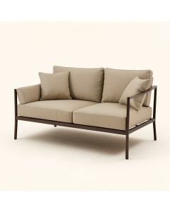 Keiran Patio Sofa With Sunbrella Cushions (synthetic illustration; no displayed measurements)