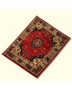 Oriental Machine Made Power Loom Wool/Polyester Red/Black/Beige Area Rug (synthetic illustration; no displayed measurements)