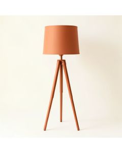 Moss Crest Floor Lamp With A Plain Fabric Shade - Terracotta (synthetic illustration; no displayed measurements)