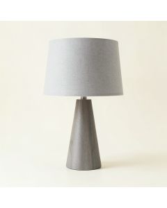 Linden Arc Table Lamp With A Plain Fabric Shade - Gray (synthetic illustration; no displayed measurements)