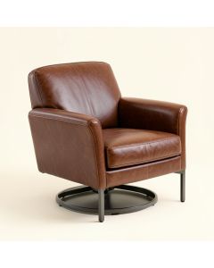 Nelly 24.8 '' Wide Genuine Leather Swivel Armchair (synthetic illustration; no displayed measurements)