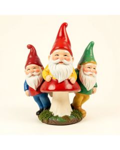 Garden Gnomes On Mushrooms Statue (synthetic illustration; no displayed measurements)
