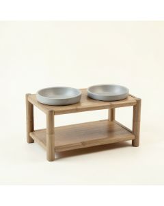 Laurel Branch Pet Feeding Stand With Two Plain Empty Bowls - Gray (synthetic illustration; no displayed measurements)