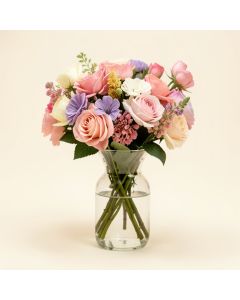 Real Touch Floral Arrangements In Glass Vase (synthetic illustration; no displayed measurements)