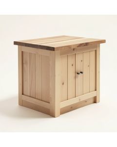 Crugers Shutter Door Kitchen Island With Butcher Block Top (synthetic illustration; no displayed measurements)