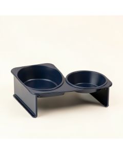 Juniper Canyon Pet Feeding Stand With Two Plain Empty Bowls - Navy (synthetic illustration; no displayed measurements)