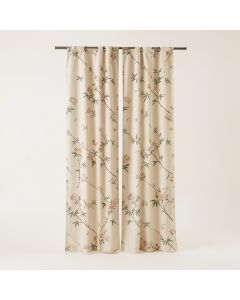 Abba Chinese Calligraphy Bamboo Floral Sheer Single Curtain Panel X 78 '' H (synthetic illustration; no displayed measurements)