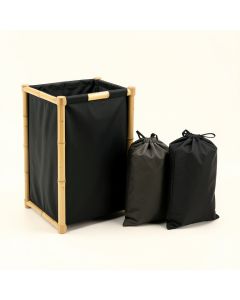 Bay Bend Laundry Sorting Station With Plain Removable Bags - Black (synthetic illustration; no displayed measurements)