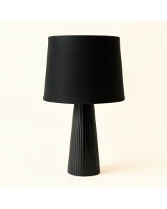 Flint Bridge Table Lamp With A Plain Fabric Shade - Black (synthetic illustration; no displayed measurements)