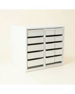 Clay Dell Small-Parts Storage Drawer Cabinet - White (synthetic illustration; no displayed measurements)
