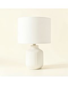 Heath Crest Table Lamp With A Plain Fabric Shade - White (synthetic illustration; no displayed measurements)