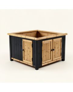 Dune Edge Empty Furniture-Style Litter Enclosure - Black (synthetic illustration; no displayed measurements)