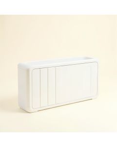 Dawn Arc Narrow Outdoor Storage Bench (synthetic illustration; no displayed measurements)