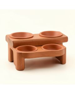 River Crest Pet Feeding Stand With Two Plain Empty Bowls - Terracotta (synthetic illustration; no displayed measurements)