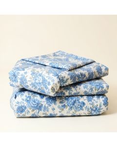Adrienne Blue Reversible Floral Cotton 7 Piece Comforter Set (synthetic illustration; no displayed measurements)
