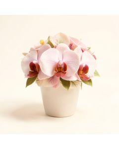 Artificial Orchid Floral Arrangement In Votive (synthetic illustration; no displayed measurements)