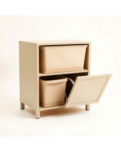 Maple Brook Freestanding Pull-Out Hamper Cabinet - Beige (synthetic illustration; no displayed measurements)
