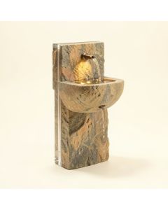 Cascade Springs Natural Stone/Metal Wall Fountain With Light (synthetic illustration; no displayed measurements)