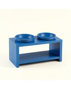 Clay Bend Pet Feeding Stand With Two Plain Empty Bowls - Blue (synthetic illustration; no displayed measurements)
