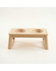 Pine Bridge Pet Feeding Stand With Two Plain Empty Bowls - Beige (synthetic illustration; no displayed measurements)