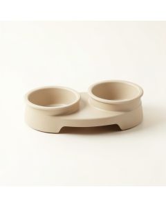 Briar Canyon Pet Feeding Stand With Two Plain Empty Bowls - Beige (synthetic illustration; no displayed measurements)