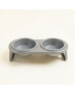 Glen Branch Pet Feeding Stand With Two Plain Empty Bowls - Gray (synthetic illustration; no displayed measurements)