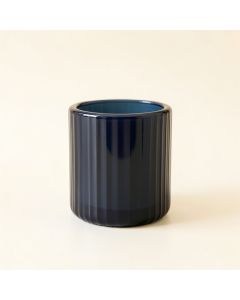 Sage Branch Empty Candle Holder - Navy (synthetic illustration; no displayed measurements)