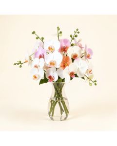Dancing Lady Artificial Orchids Floral Arrangement In Vase (synthetic illustration; no displayed measurements)