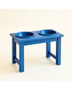 Holly Edge Pet Feeding Stand With Two Plain Empty Bowls - Blue (synthetic illustration; no displayed measurements)