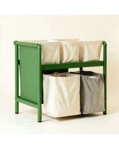 Maple Arc Laundry Sorting Station With Plain Removable Bags (synthetic illustration; no displayed measurements)