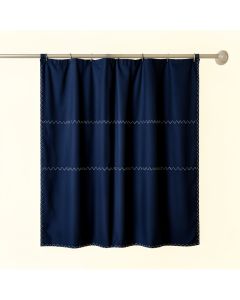 Stone Edge Shower Curtain Hanging Flat From A Plain Rod - Navy (synthetic illustration; no displayed measurements)