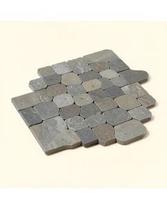 Interlocking Random Sized Glass/Stone Mosaic Tile In Gray/Taupe (synthetic illustration; no displayed measurements)