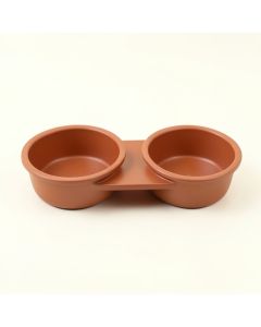 Bay Brook Pet Feeding Stand With Two Plain Empty Bowls - Terracotta (synthetic illustration; no displayed measurements)