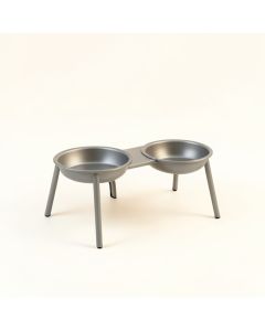 Spruce Crest Pet Feeding Stand With Two Plain Empty Bowls - Gray (synthetic illustration; no displayed measurements)