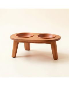 Fern Bend Pet Feeding Stand With Two Plain Empty Bowls - Terracotta (synthetic illustration; no displayed measurements)