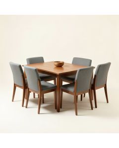 Mid-Century 5 Piece Wooden Dining Set With 4 Padded Dining Chairs (synthetic illustration; no displayed measurements)