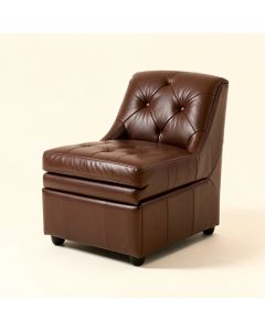 Schuster Tufted Leather Upholstered Stacking Side Chair In Brown (synthetic illustration; no displayed measurements)