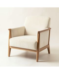Oak Bridge Upholstered Armchair - Ivory (synthetic illustration; no displayed measurements)