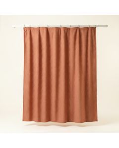 Oak Bend Shower Curtain Hanging Flat From A Plain Rod - Terracotta (synthetic illustration; no displayed measurements)