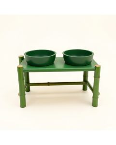 Bay Dell Pet Feeding Stand With Two Plain Empty Bowls - Green (synthetic illustration; no displayed measurements)