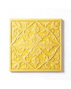 11.8 '' X 11.8 '' Ceramic Talavera Decorative Tile In Yellow (synthetic illustration; no displayed measurements)